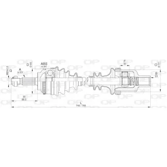 Arbre de transmission avant droit OPEN PARTS DRS6286.00