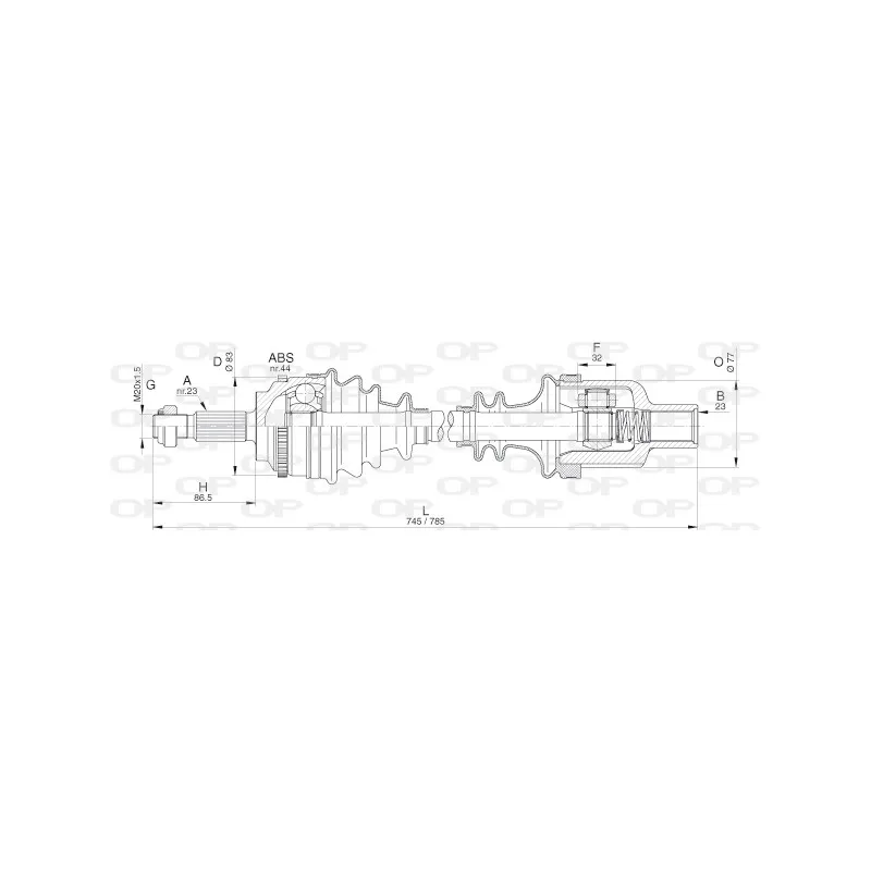 Arbre de transmission avant droit OPEN PARTS DRS6286.00