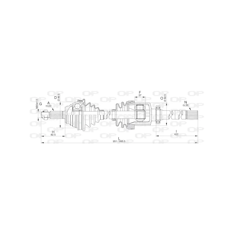 Arbre de transmission avant droit OPEN PARTS DRS6294.00