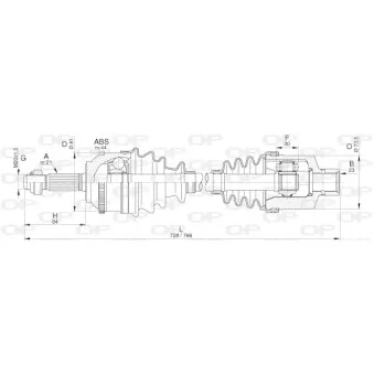Arbre de transmission avant droit OPEN PARTS DRS6296.00