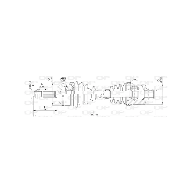 Arbre de transmission avant droit OPEN PARTS DRS6296.00