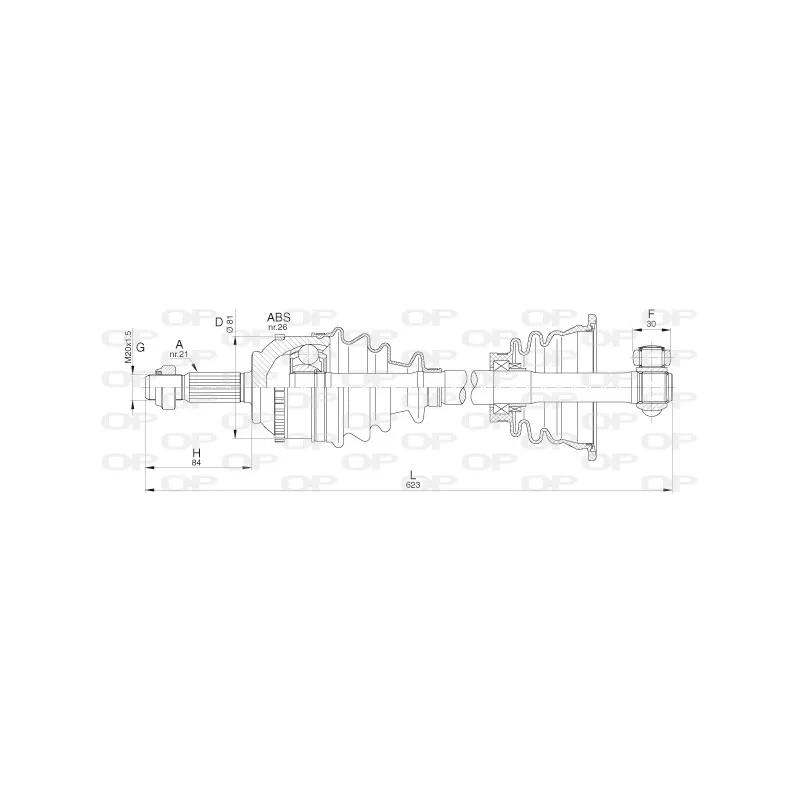 Arbre de transmission avant gauche OPEN PARTS DRS6298.00