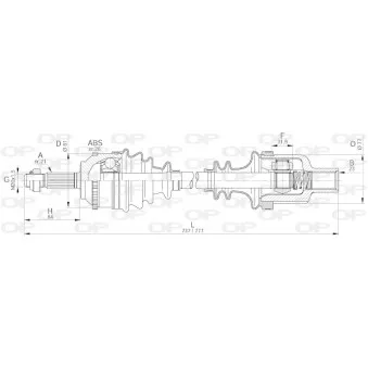 Arbre de transmission avant droit OPEN PARTS DRS6299.00