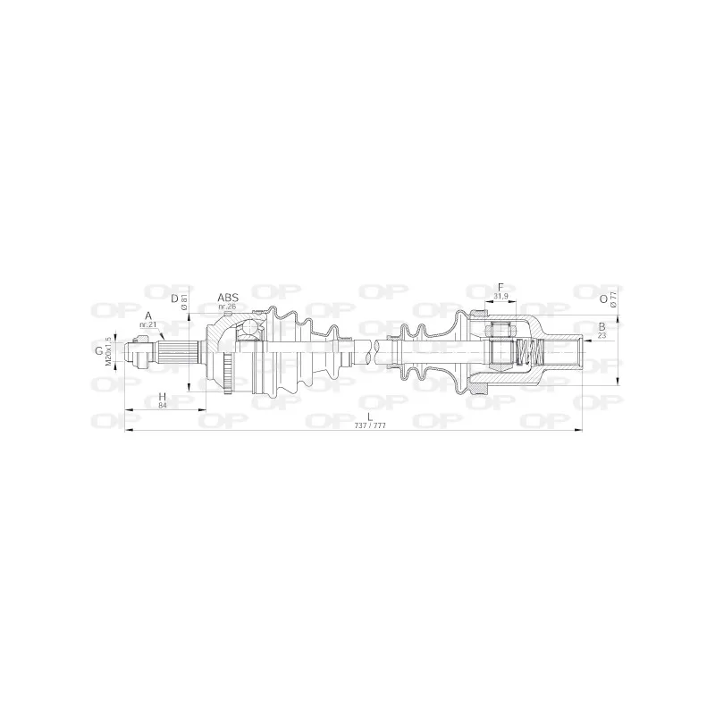 Arbre de transmission avant droit OPEN PARTS DRS6299.00