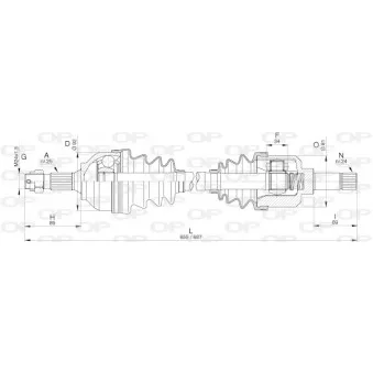Arbre de transmission avant gauche OPEN PARTS DRS6301.00