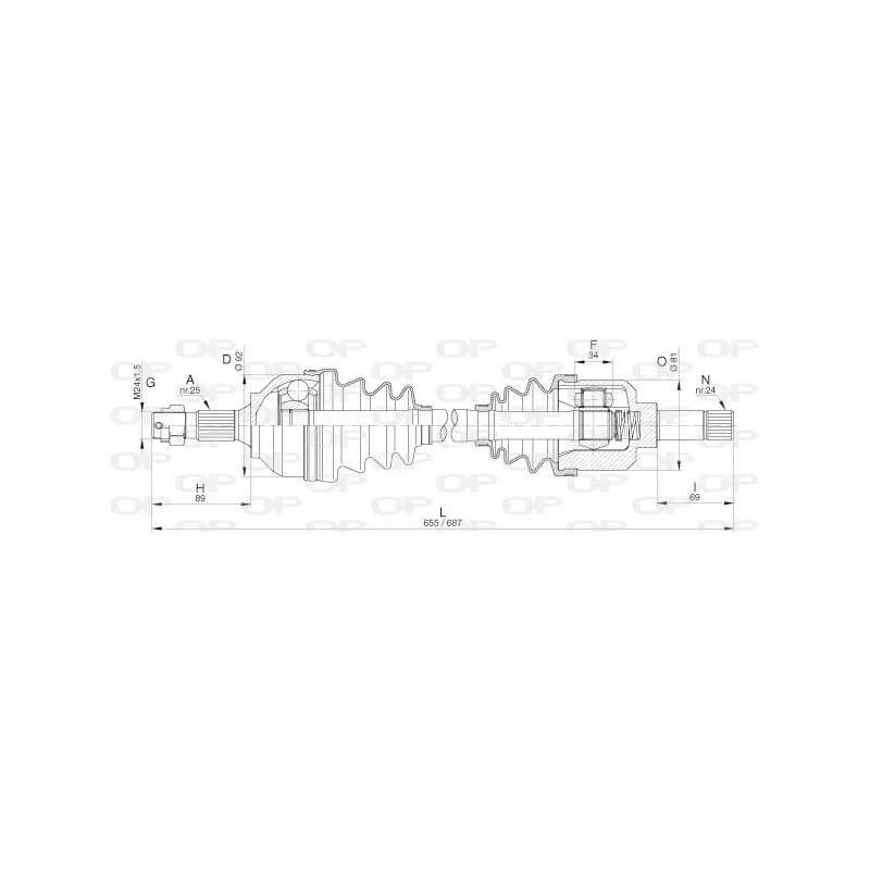 Arbre de transmission avant gauche OPEN PARTS DRS6301.00
