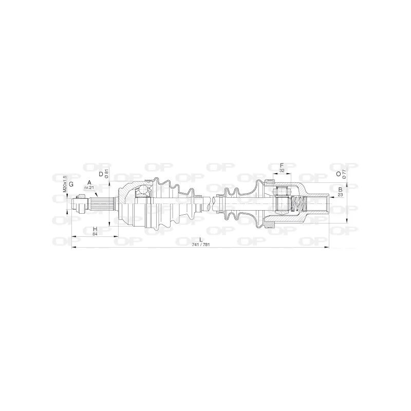 Arbre de transmission avant droit OPEN PARTS DRS6302.00