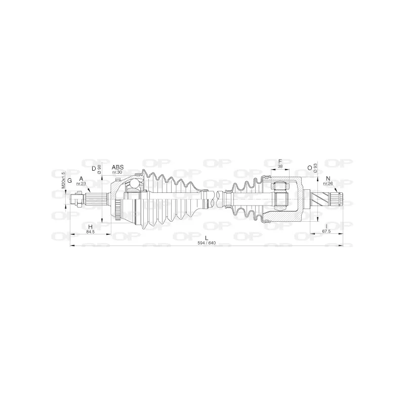 Arbre de transmission avant gauche OPEN PARTS DRS6304.00