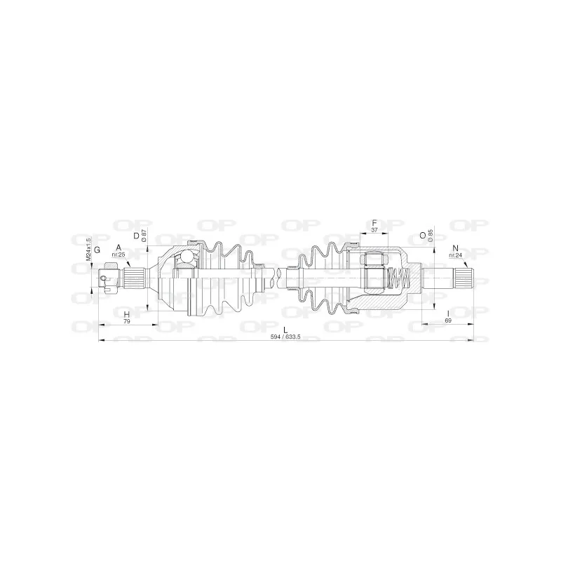 Arbre de transmission avant gauche OPEN PARTS DRS6305.00