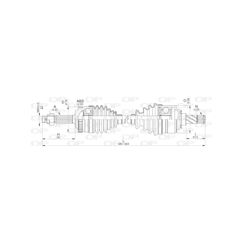 Arbre de transmission avant gauche OPEN PARTS DRS6308.00