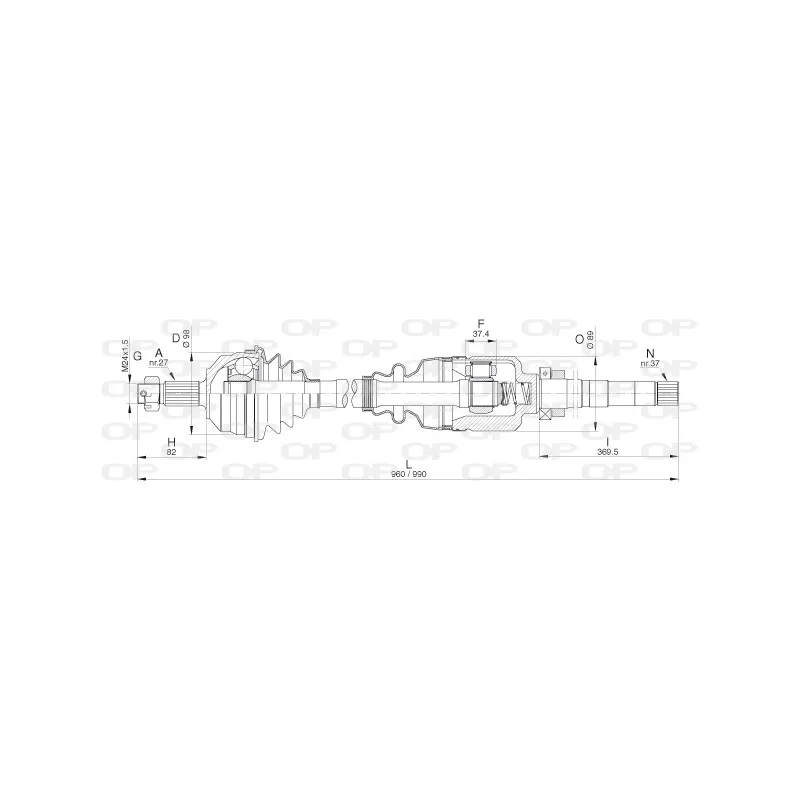 Arbre de transmission avant droit OPEN PARTS DRS6311.00