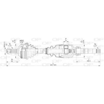 Arbre de transmission avant droit OPEN PARTS DRS6312.00