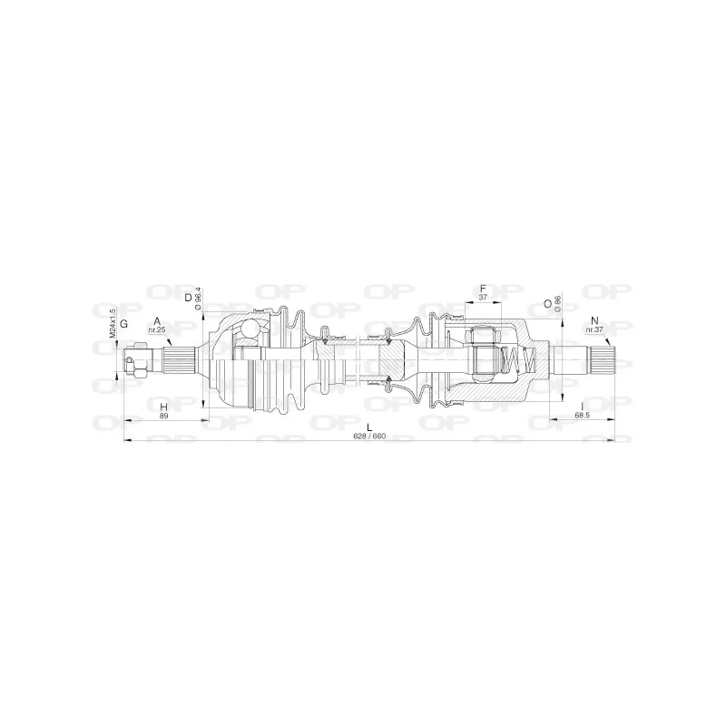 Arbre de transmission avant gauche OPEN PARTS DRS6315.00