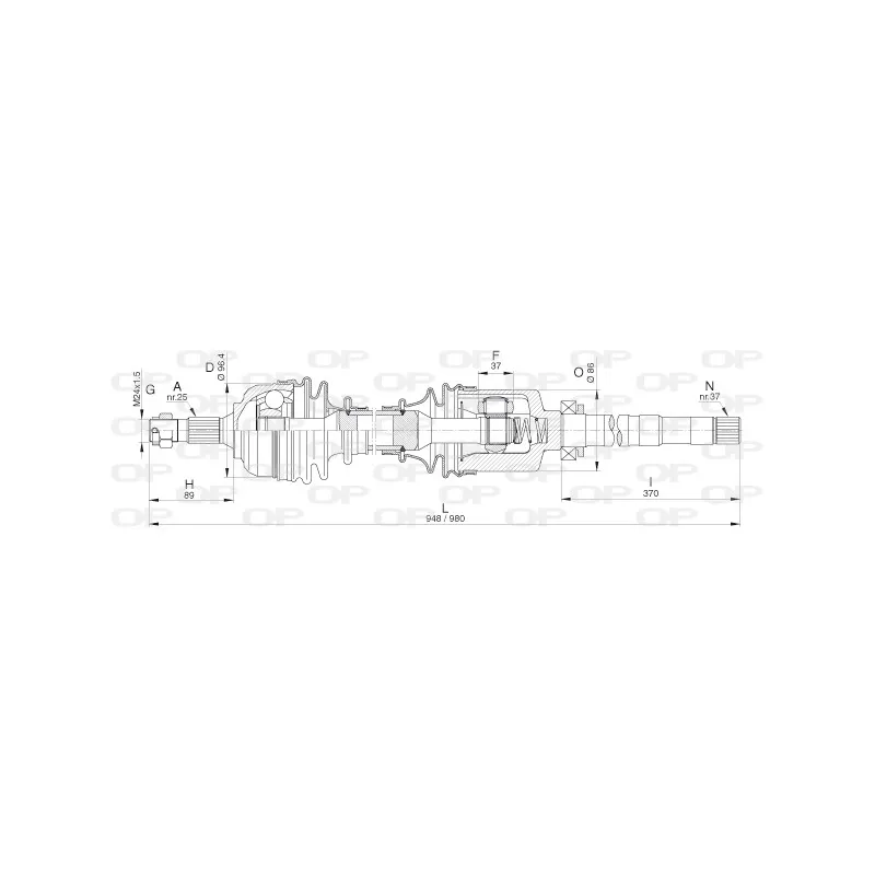 Arbre de transmission avant droit OPEN PARTS DRS6316.00