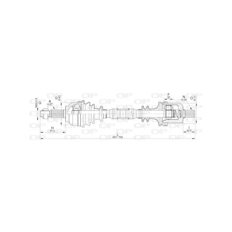 Arbre de transmission avant gauche OPEN PARTS DRS6318.00