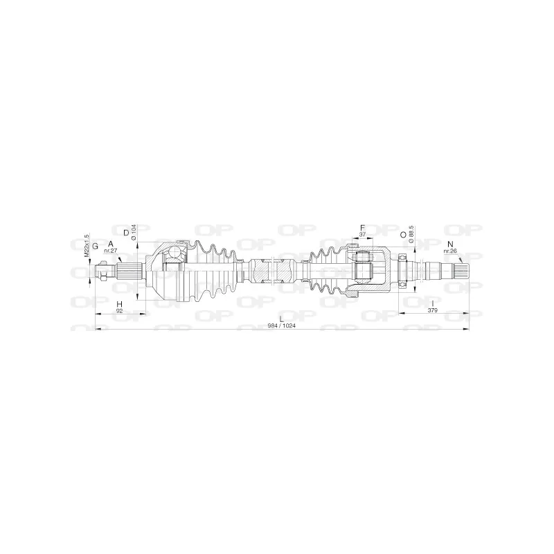 Arbre de transmission avant droit OPEN PARTS DRS6320.00