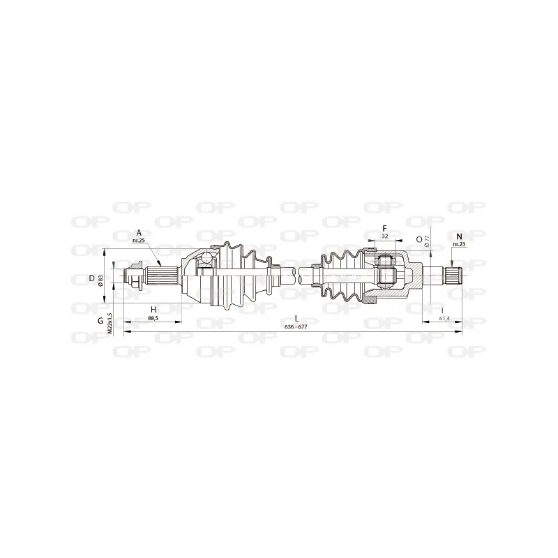 Arbre de transmission avant gauche OPEN PARTS DRS6321.00
