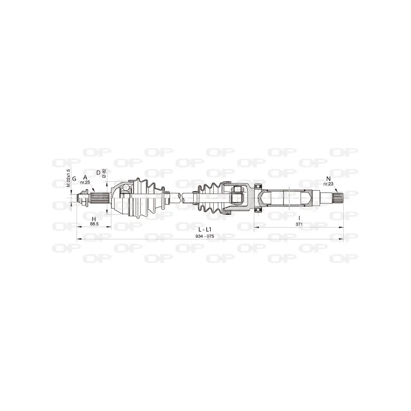Arbre de transmission avant droit OPEN PARTS DRS6322.00