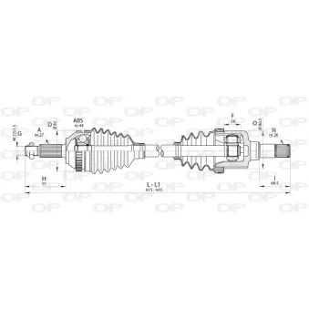 Arbre de transmission avant gauche OPEN PARTS DRS6323.00