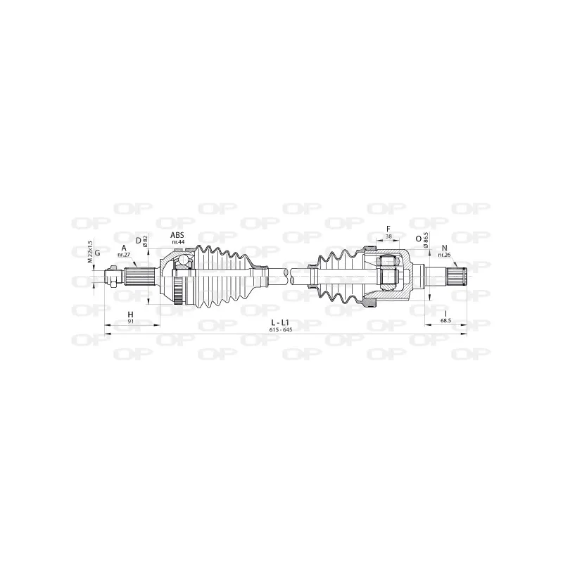Arbre de transmission avant gauche OPEN PARTS DRS6323.00