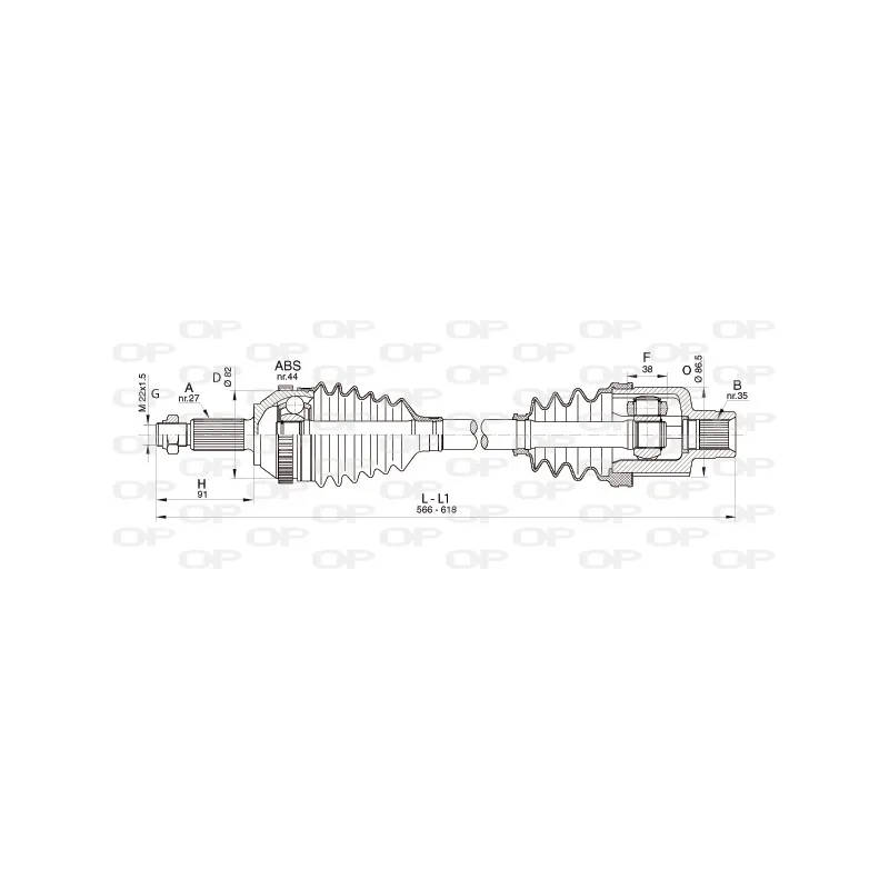 Arbre de transmission avant droit OPEN PARTS DRS6324.00