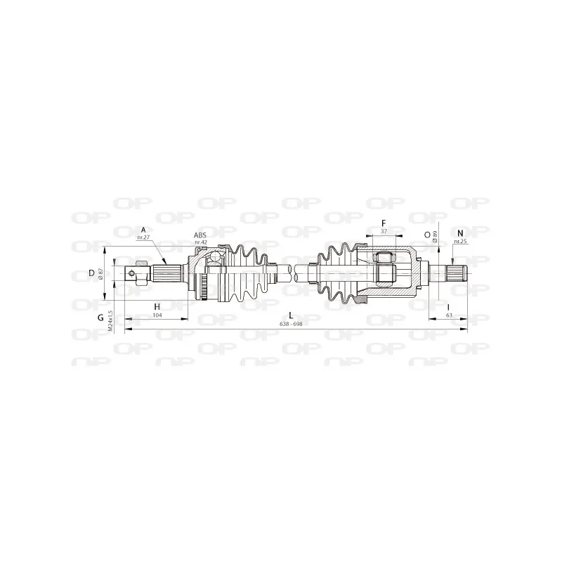 Arbre de transmission avant gauche OPEN PARTS DRS6325.00