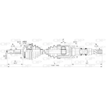Arbre de transmission avant droit OPEN PARTS DRS6328.00