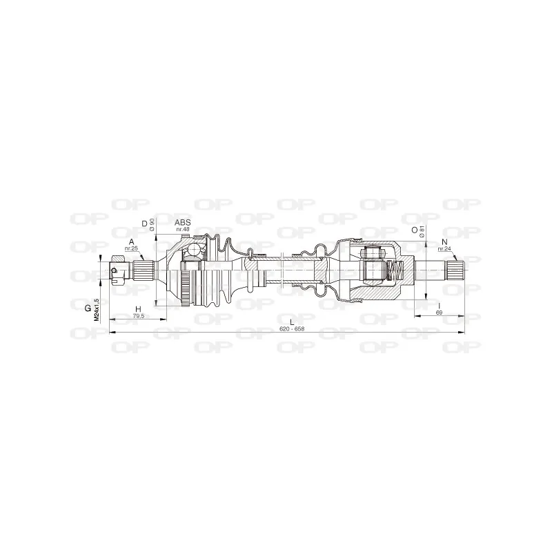 Arbre de transmission avant gauche OPEN PARTS DRS6329.00