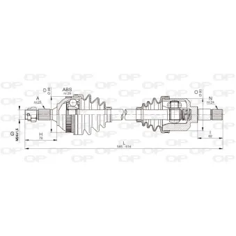Arbre de transmission avant gauche OPEN PARTS DRS6330.00