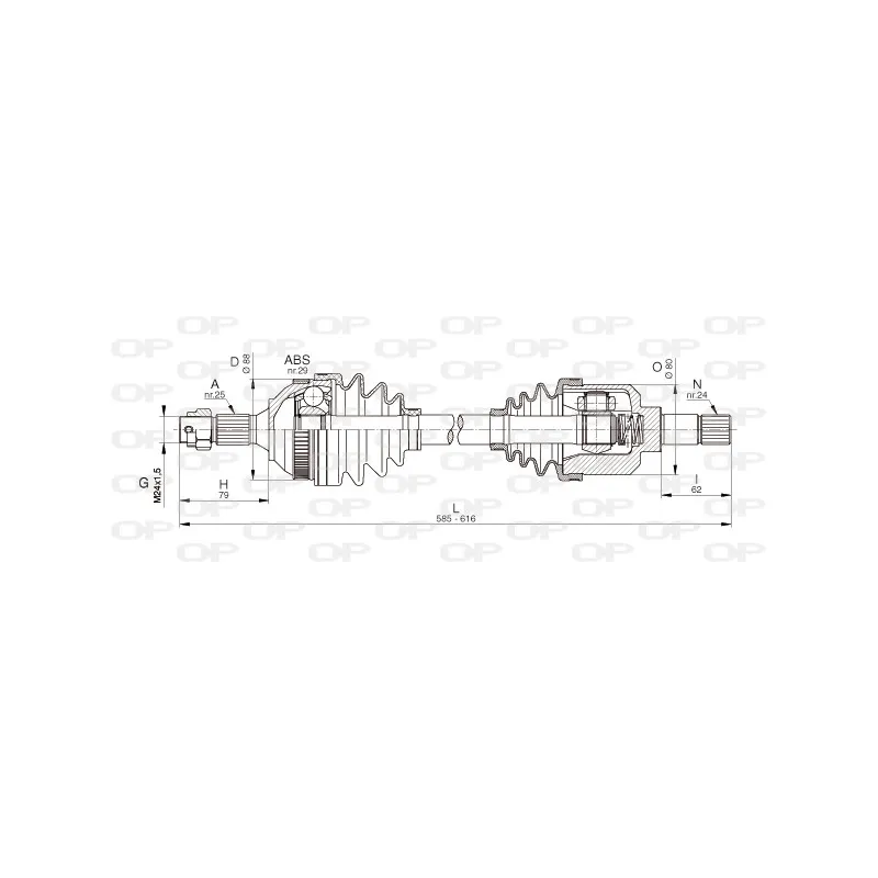 Arbre de transmission avant gauche OPEN PARTS DRS6330.00