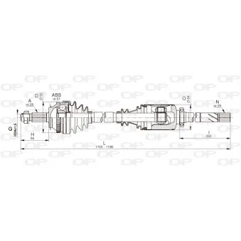 Arbre de transmission avant droit OPEN PARTS DRS6332.00