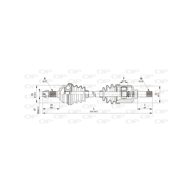 Arbre de transmission avant gauche OPEN PARTS DRS6333.00