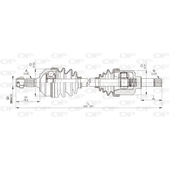 Arbre de transmission avant gauche OPEN PARTS DRS6334.00