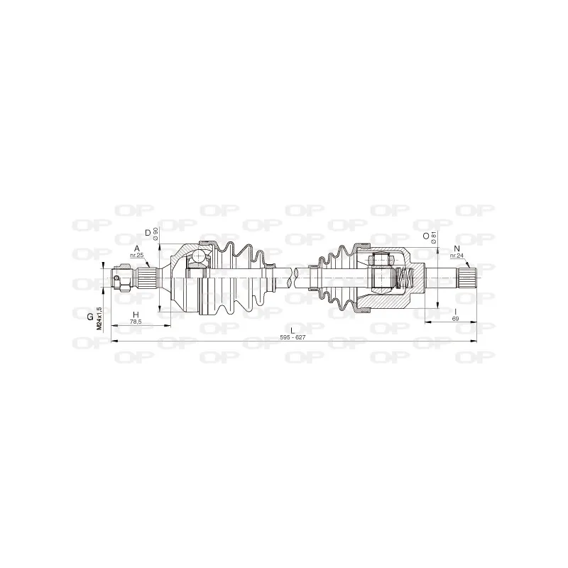 Arbre de transmission avant gauche OPEN PARTS DRS6334.00