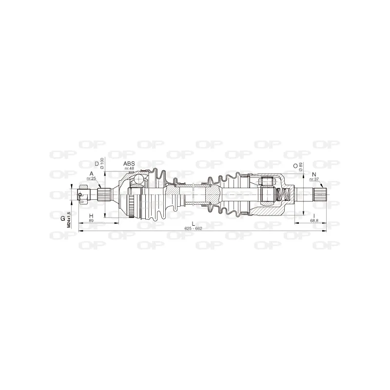 Arbre de transmission avant gauche OPEN PARTS DRS6335.00