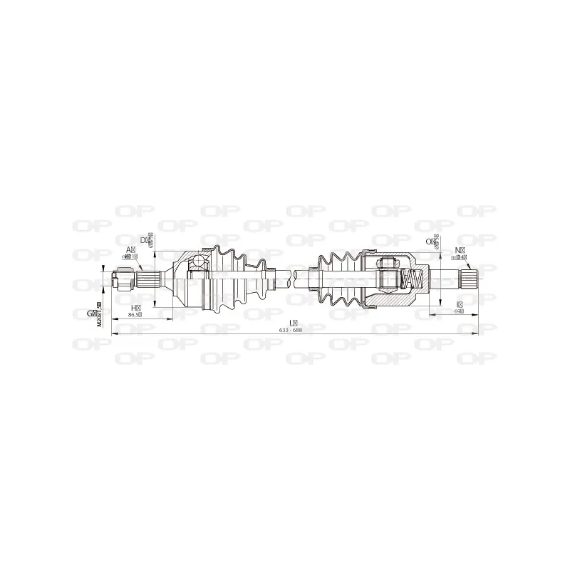 Arbre de transmission avant gauche OPEN PARTS DRS6336.00