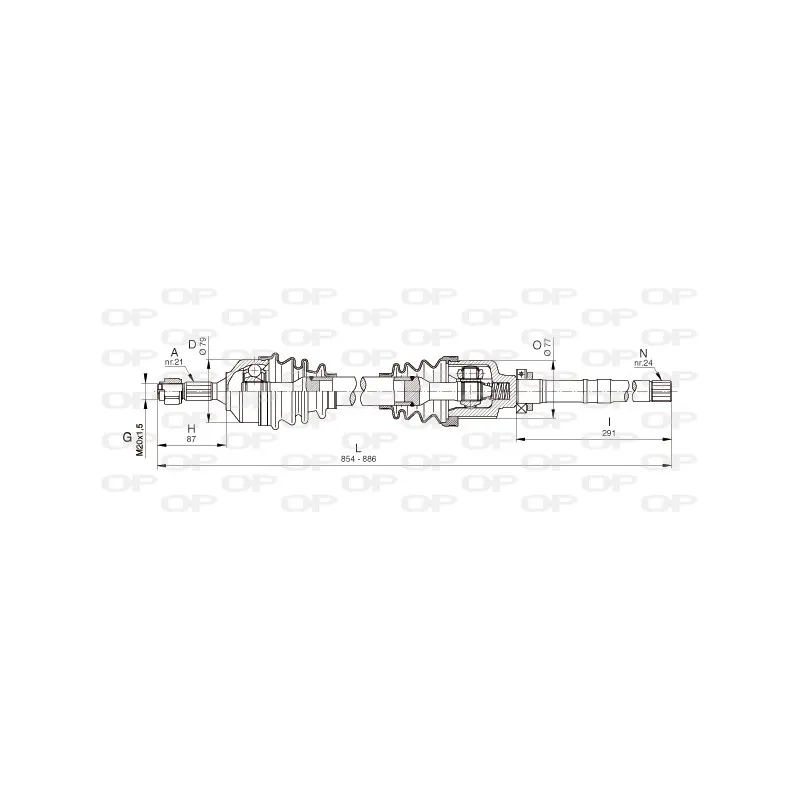 Arbre de transmission avant droit OPEN PARTS DRS6337.00
