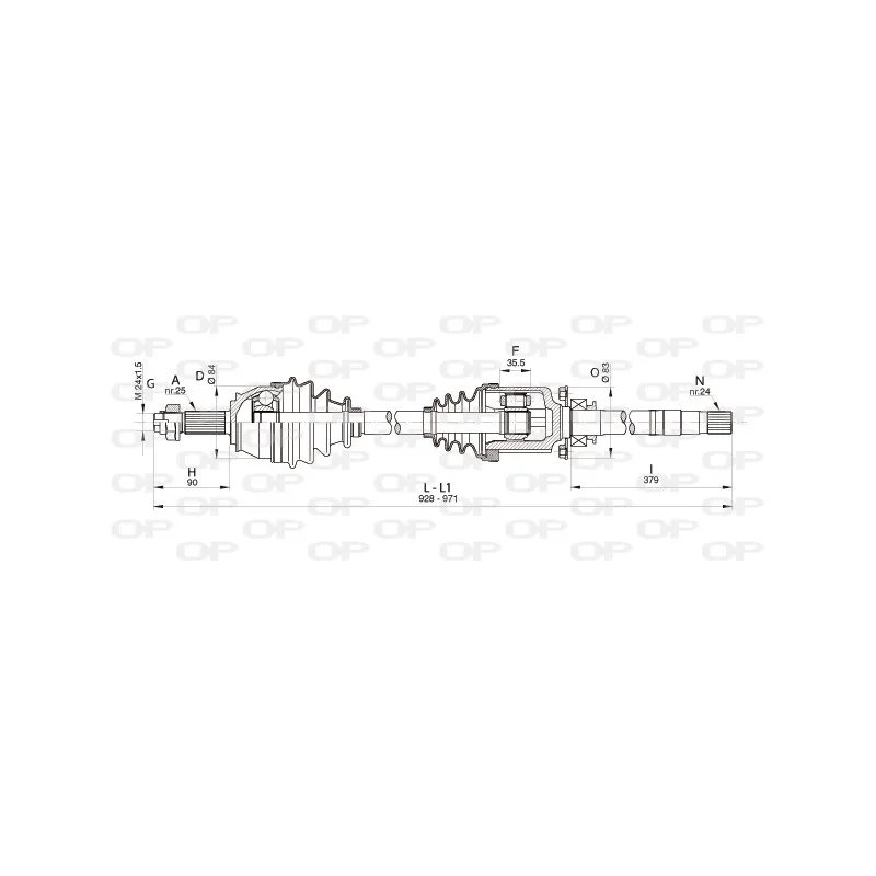 Arbre de transmission avant droit OPEN PARTS DRS6341.00