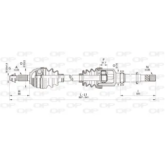 Arbre de transmission avant droit OPEN PARTS DRS6343.00