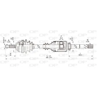 Arbre de transmission avant droit OPEN PARTS DRS6344.00