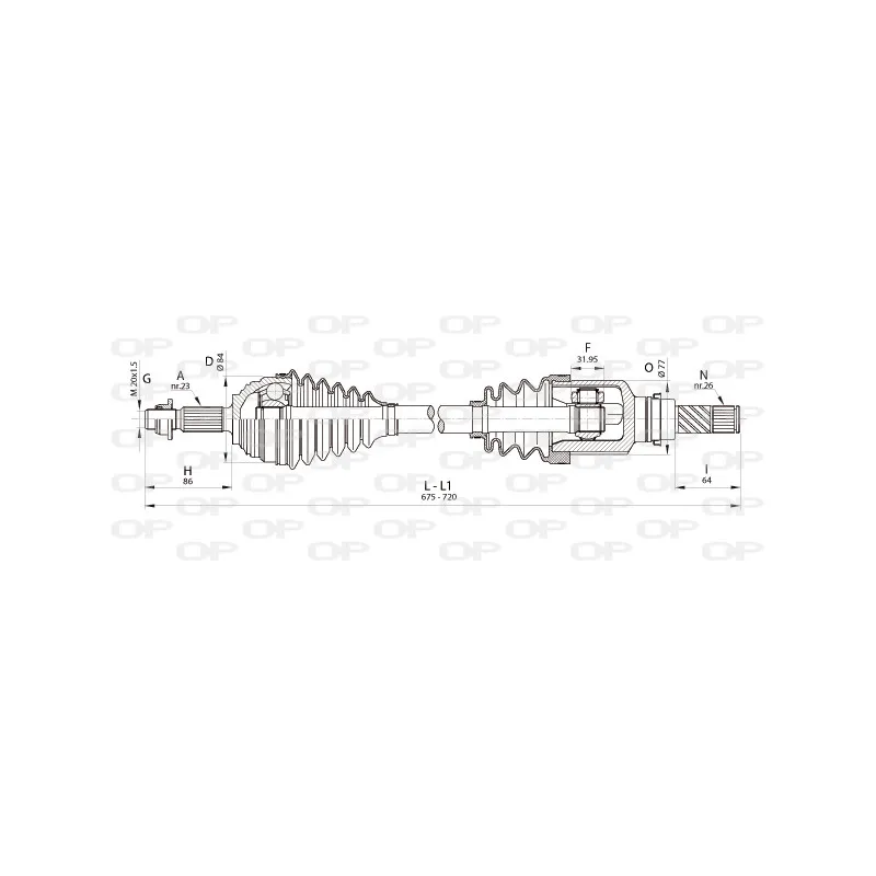 Arbre de transmission avant gauche OPEN PARTS DRS6345.00