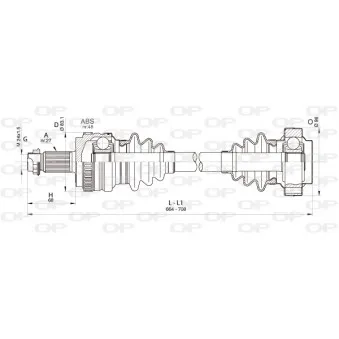 Arbre de transmission arrière droit OPEN PARTS DRS6346.00