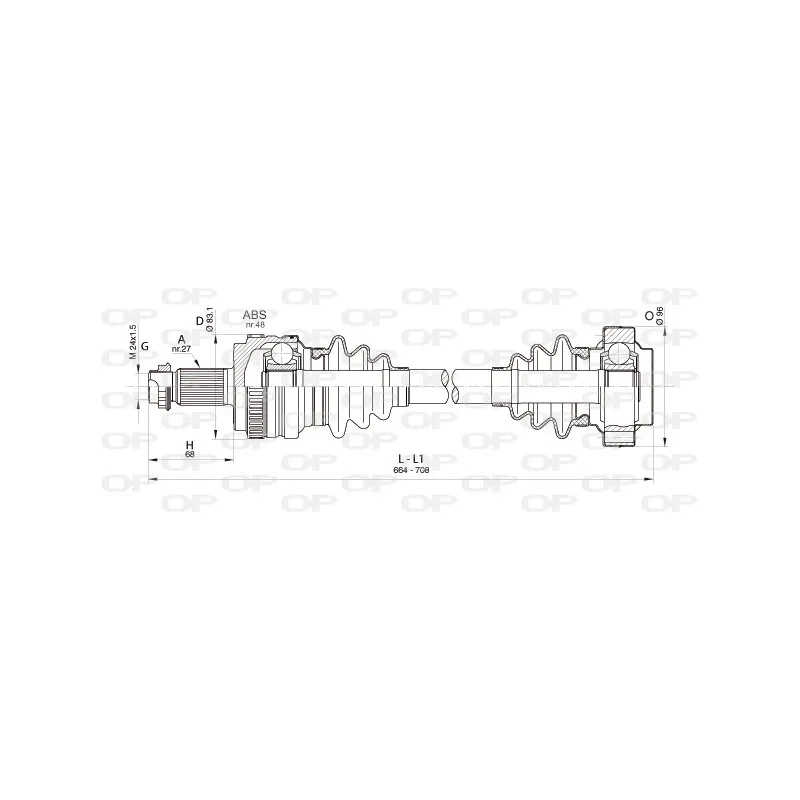 Arbre de transmission arrière droit OPEN PARTS DRS6346.00