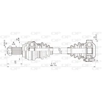 Arbre de transmission arrière droit OPEN PARTS DRS6348.00