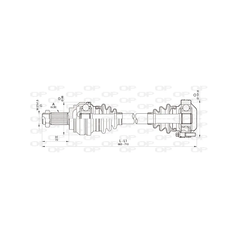 Arbre de transmission arrière droit OPEN PARTS DRS6348.00