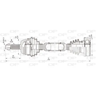 Arbre de transmission avant droit OPEN PARTS DRS6349.00