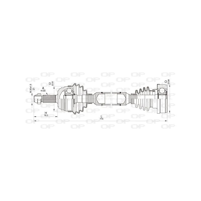 Arbre de transmission avant droit OPEN PARTS DRS6349.00