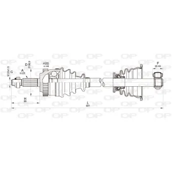 Arbre de transmission avant gauche OPEN PARTS DRS6350.00