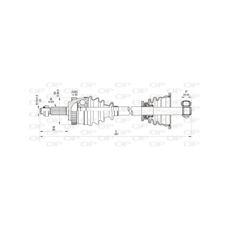 Arbre de transmission avant gauche OPEN PARTS DRS6350.00