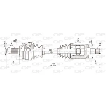 Arbre de transmission avant gauche OPEN PARTS DRS6351.00